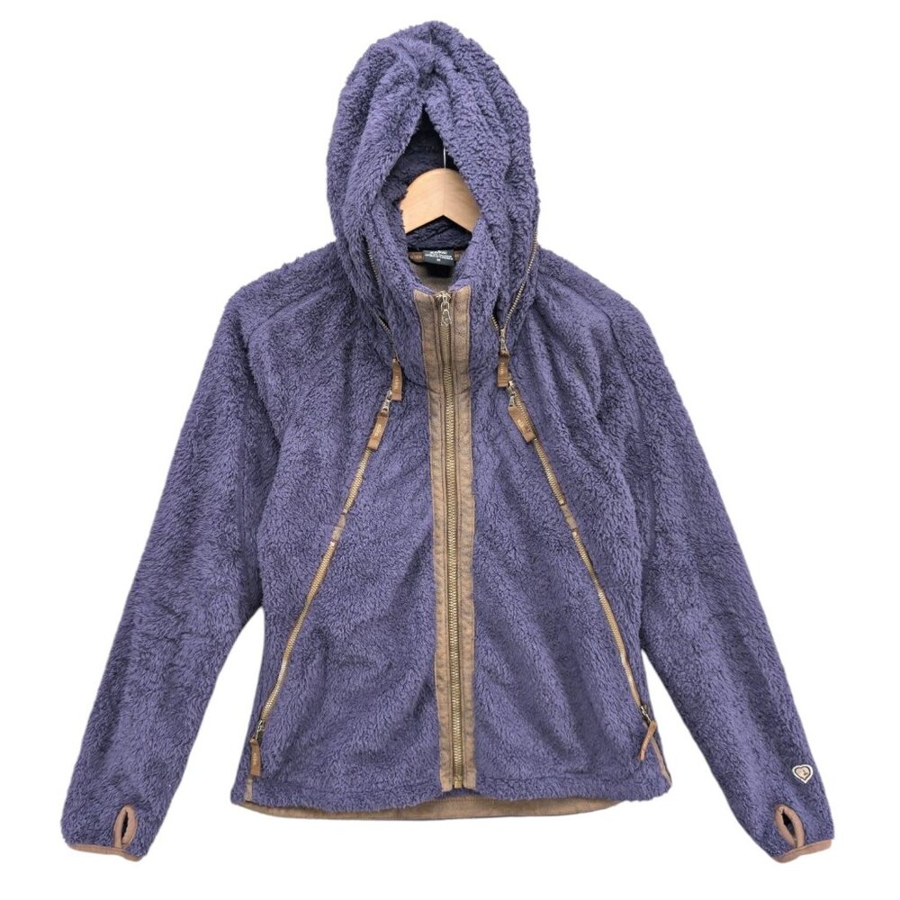 Kuhl Avina Flight Jacket Womens Purple Deep Pile Fleece Hooded Full Zip Size M